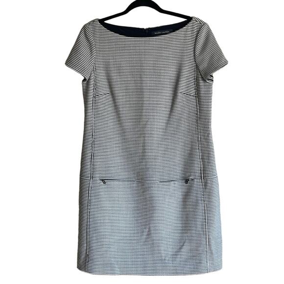 Ralph Lauren Black Label Houndstooth Wool Silk Sheath Ailya Dress Sz 10 INVS15 - Picture 2 of 12